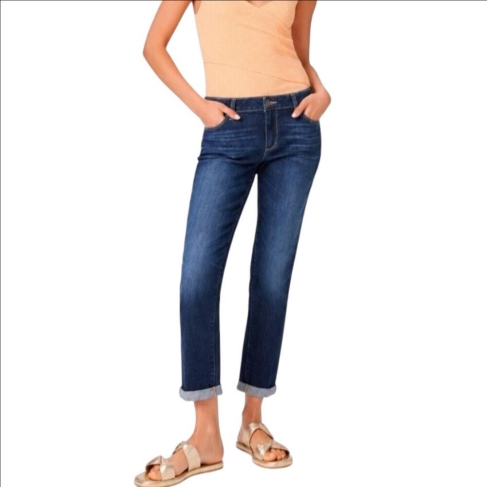 Paige Brigette Mid Rise Cropped Slim Boyfriend Jeans Dark Wash Size 26